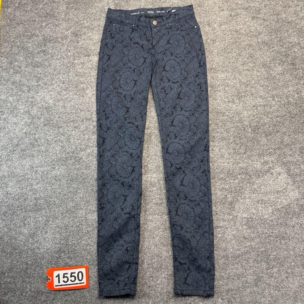 RW&CO Natalie Jegging Pants Paisley Grey Blue Skinny Jeans XS Sony Studios